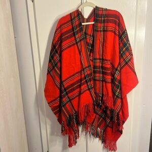 plaid flannel poncho
